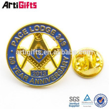 China factory supply gold masonic lapel pins with jewels